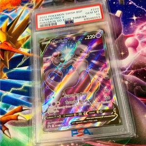 Pokemon PSA 10 MEWTWO V SWSH229 BLACK STAR PROMO FULL ART POKEMON GO ETB